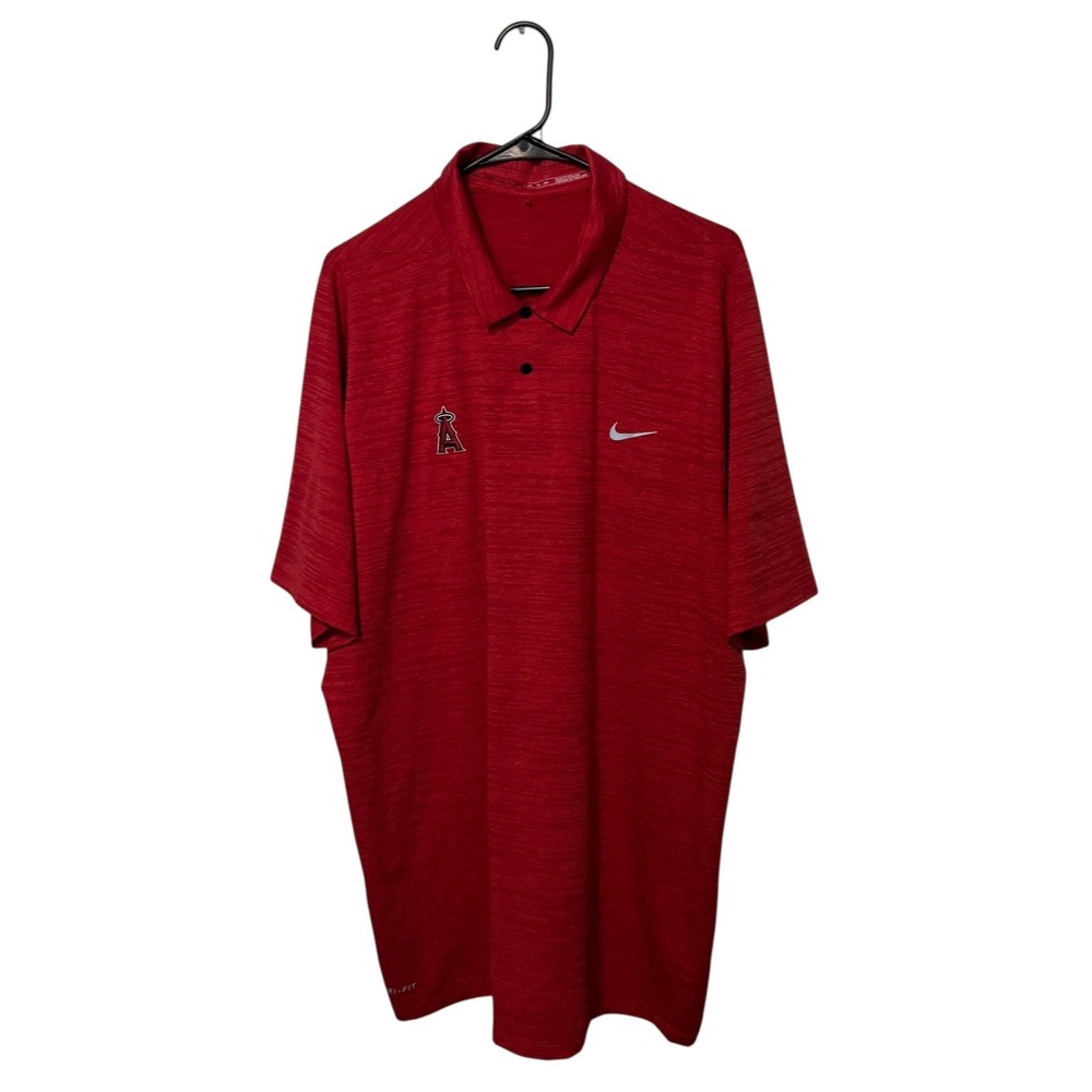 Los Angeles Angels Polo Shirt Mens 2XL XXL Nike Tiger Woods Red Baseball Anaheim